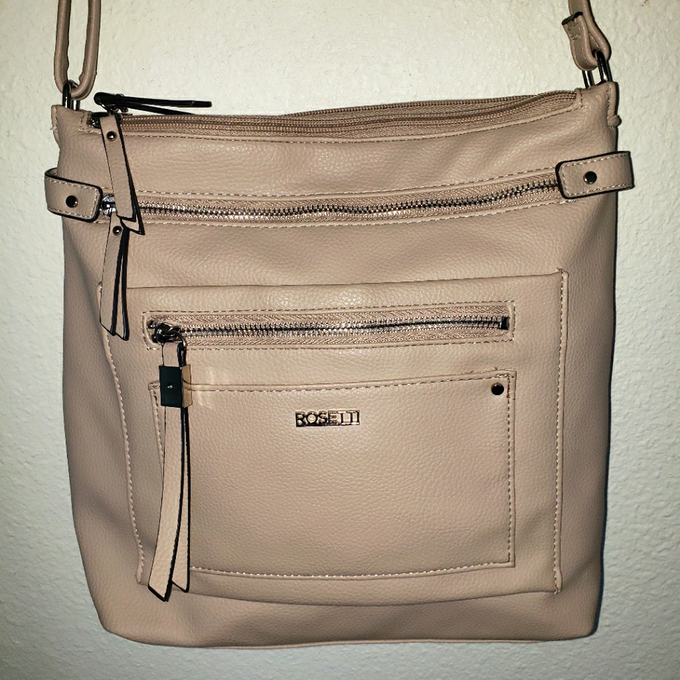 Rosetti Shai Large Crossbody Bag Light Tan Vegan Leather Multiple Compartments